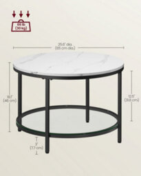 LEDREM Coffee Table, Living Room Table, Sofa Cocktail Table, Tempered Glass Storage Shelf, Easy To Assemble, Modern Style - thumbnail 7