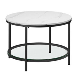 LEDREM Coffee Table, Living Room Table, Sofa Cocktail Table, Tempered Glass Storage Shelf, Easy To Assemble, Modern Style - thumbnail 2