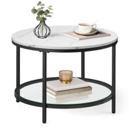 LEDREM Coffee Table, Living Room Table, Sofa Cocktail Table, Tempered Glass Storage Shelf, Easy To Assemble, Modern Style - thumbnail 3