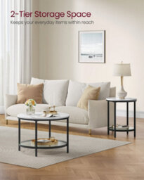 LEDREM Coffee Table, Living Room Table, Sofa Cocktail Table, Tempered Glass Storage Shelf, Easy To Assemble, Modern Style - thumbnail 4