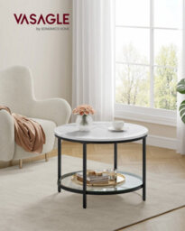 LEDREM Coffee Table, Living Room Table, Sofa Cocktail Table, Tempered Glass Storage Shelf, Easy To Assemble, Modern Style - thumbnail 1