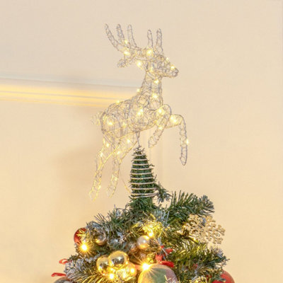 The Christmas Workshop Silver Reindeer Christmas Tree Topper - image 1