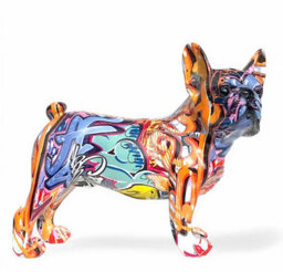 Animal Crackers Graffiti Art Standing French Bulldog Figurine, Bright Colour On Trend Design Home Decoration - thumbnail 2