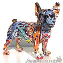 Animal Crackers Graffiti Art Standing French Bulldog Figurine, Bright Colour On Trend Design Home Decoration - thumbnail 6