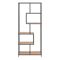 Wyld Haus El Paso Tall Black Metal Bookcase With Wild Oak Shelves - thumbnail 3