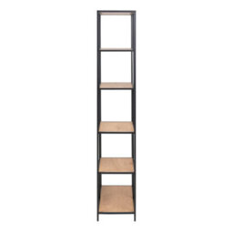 Wyld Haus El Paso Tall Black Metal Bookcase With Wild Oak Shelves - thumbnail 4
