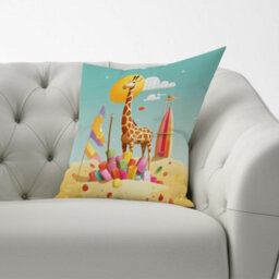 Warren Reed Designer A Giraffe On A Beach Holiday Cushions 33Cm X 48Cm - thumbnail 2