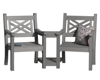 Winawood Speyside Wood Effect Love Seat - Stone Grey - image 1