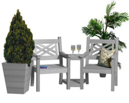 Winawood Speyside Wood Effect Love Seat - Stone Grey - thumbnail 2