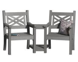 Winawood Speyside Wood Effect Love Seat - Stone Grey - thumbnail 1