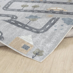 Livabliss Lillian-Kids Beige Grey Orange Blue Washable Rug For Children's Rooms 140 X 200 Cm Easy Care, Non Shedding - thumbnail 4