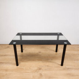Kosy Koala Dining Table And 6 Chairs Black Clear Glass 6 Faux Leather Black Chairs Dining Room Furniture - thumbnail 2