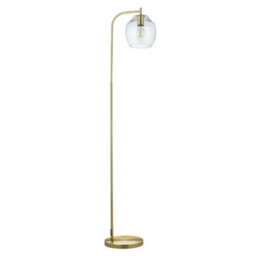 First Choice Lighting Fabia - Satin Brass And Clear Glass 152Cm Floor Lamp