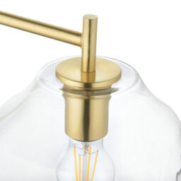 First Choice Lighting Fabia - Satin Brass And Clear Glass 152Cm Floor Lamp - thumbnail 3