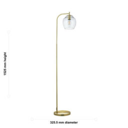 First Choice Lighting Fabia - Satin Brass And Clear Glass 152Cm Floor Lamp - thumbnail 8