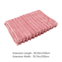 Living And Home Cozy Pink Reversible Fluffy Striped Throw Blanket 230Cm W X 200Cm D - thumbnail 8