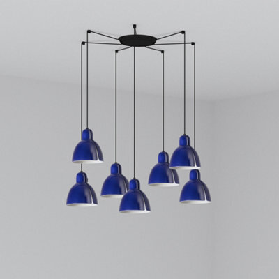 Luminosa Lighting Luminosa Venice 7 Light Cobalt Blue Cluster Drop Pendant Lamp