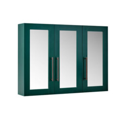 Homestylestore 900 X 650mm Dark Green Wall Mounted Mirrored Door Bathroom Cabinet And Aged Bronze T Bar Handles - thumbnail 1
