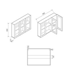 Homestylestore 900 X 650mm Dark Green Wall Mounted Mirrored Door Bathroom Cabinet And Aged Bronze T Bar Handles - thumbnail 4