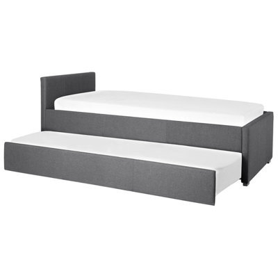 Beliani Trundle Bed Fabric Marmande 90 X 200 Cm (Eu Single) Dark Grey - image 1