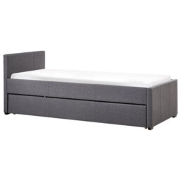 Beliani Trundle Bed Fabric Marmande 90 X 200 Cm (Eu Single) Dark Grey - thumbnail 4