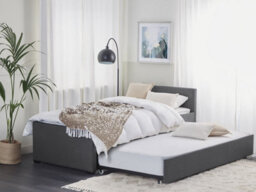 Beliani Trundle Bed Fabric Marmande 90 X 200 Cm (Eu Single) Dark Grey - thumbnail 2