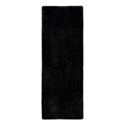 Melrose Super Soft Venus Shaggy Snuggly Plain Black Area Runner Rug 060/200Cm - thumbnail 2