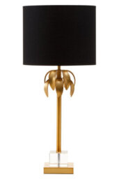 Orsina Metallic Table Lamp With Sculpted Gold Leaves, Vertical Decorative Lamp, Artistic Lighting For Entryway - thumbnail 1