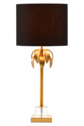 Orsina Metallic Table Lamp With Sculpted Gold Leaves, Vertical Decorative Lamp, Artistic Lighting For Entryway - thumbnail 2