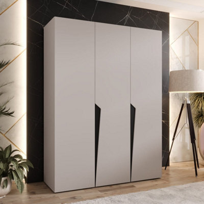 Arte Piano I Hinged Door Wardrobe 150Cm - Cashmere Three-Door Wardrobe With Rails And Shelves - image 1