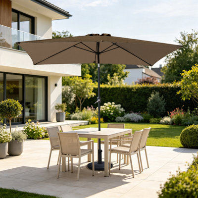VRUC Outdoor Patio Garden Parasol Sun Shade Umbrella With Crank Handle & Tilt 2X3M Taupe - image 1