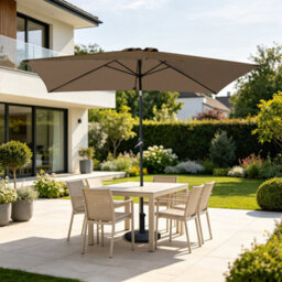 VRUC Outdoor Patio Garden Parasol Sun Shade Umbrella With Crank Handle & Tilt 2X3M Taupe - thumbnail 1