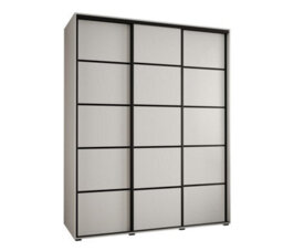 Arte Cannes Iv Modern White Sliding Door Wardrobe 2000mm H2050mm D600mm With Black Steel Handles And Decorative Strips - thumbnail 1