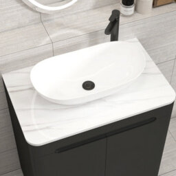 Royal Bathrooms Venice 700mm Matt Nocturne Black Freestanding Bathroom Countertop Vanity Unit 2 Door With Cesar Basin - thumbnail 6