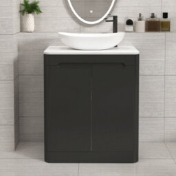 Royal Bathrooms Venice 700mm Matt Nocturne Black Freestanding Bathroom Countertop Vanity Unit 2 Door With Cesar Basin - thumbnail 1