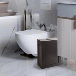 Slim Freestanding Bathroom Storage Cabinet Toilet Roll Organizer Wood - thumbnail 4