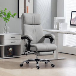 Vinsetto Pu Vibration Massage Office Chair With Heat, Footrest, Light Grey - thumbnail 1