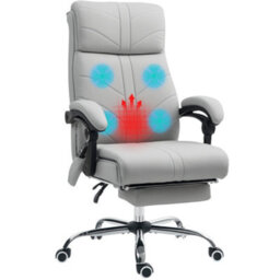 Vinsetto Pu Vibration Massage Office Chair With Heat, Footrest, Light Grey - thumbnail 2