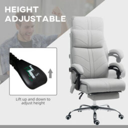 Vinsetto Pu Vibration Massage Office Chair With Heat, Footrest, Light Grey - thumbnail 5