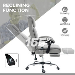 Vinsetto Pu Vibration Massage Office Chair With Heat, Footrest, Light Grey - thumbnail 6