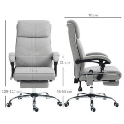 Vinsetto Pu Vibration Massage Office Chair With Heat, Footrest, Light Grey - thumbnail 3