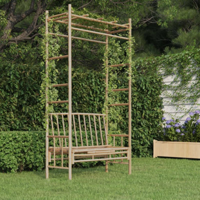 Berkfield Garden Bench With Pergola 116 Cm Bamboo - image 1