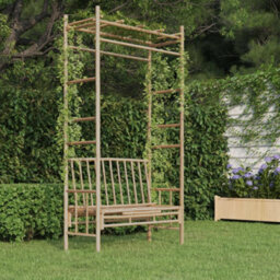 Berkfield Garden Bench With Pergola 116 Cm Bamboo - thumbnail 1