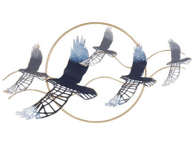 Beliani Multicolour Hand-Painted Iron Bird Wall Sculpture Modern Abstract Glam Wall Decor W92 X H50Cm - image 1