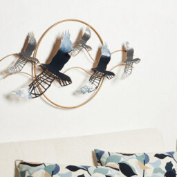 Beliani Multicolour Hand-Painted Iron Bird Wall Sculpture Modern Abstract Glam Wall Decor W92 X H50Cm - thumbnail 2