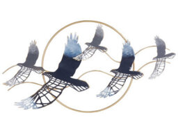 Beliani Multicolour Hand-Painted Iron Bird Wall Sculpture Modern Abstract Glam Wall Decor W92 X H50Cm - thumbnail 1