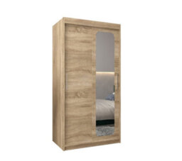 Arte Uppsala T2 Sliding Door Wardrobe 100Cm In Oak Sonoma - Timeless, Compact Mirrored Storage - thumbnail 2