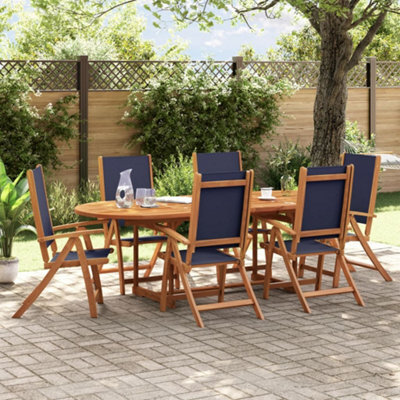 Folding Garden Chairs 6 Pcs Solid Wood Acacia And Textilene - Cushion Not Included - image 1