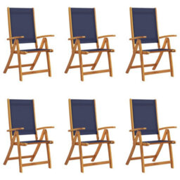 Folding Garden Chairs 6 Pcs Solid Wood Acacia And Textilene - Cushion Not Included - thumbnail 2
