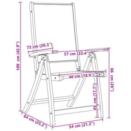 Folding Garden Chairs 6 Pcs Solid Wood Acacia And Textilene - Cushion Not Included - thumbnail 8